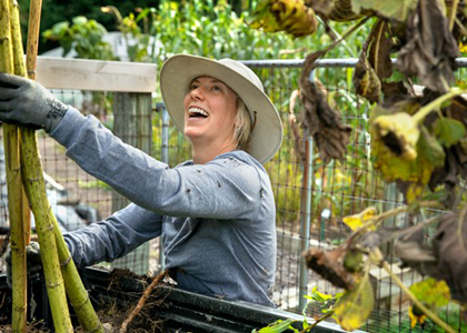 A woman working in the garden