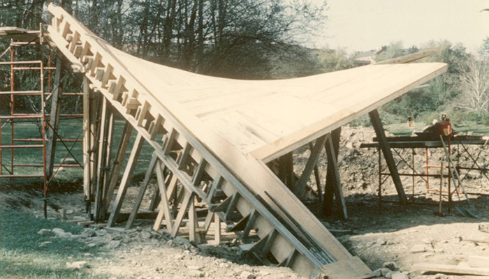 Wooden frame of the structure