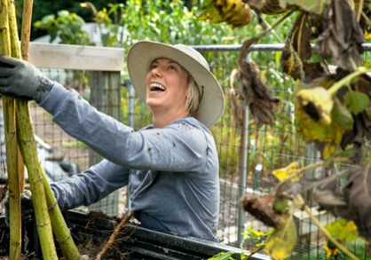 A woman working in the garden
