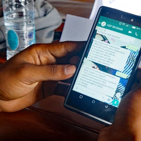 mobile phone displaying messaging