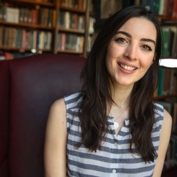 Rebecca Macklin in a library