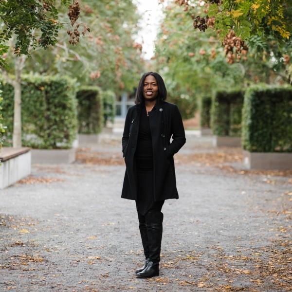 Liz Johnson in a garden