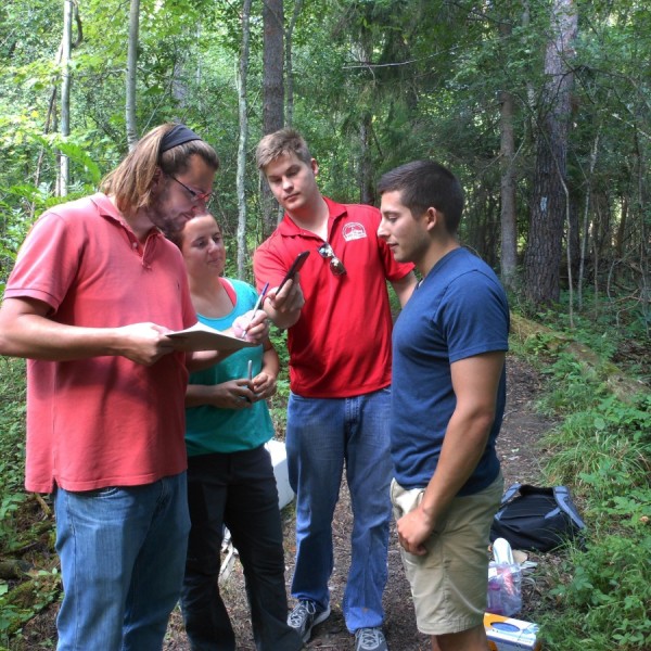 Students in the woods