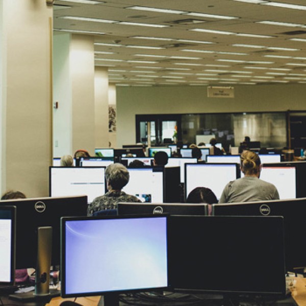 Students at computers