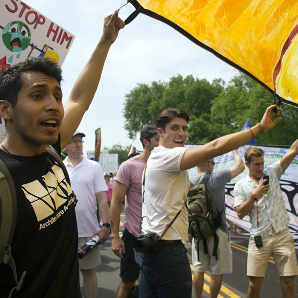 Alec Martinez chanting at the Peoples Climate March