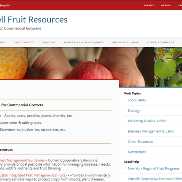 screenshot of cornell fruit resources website