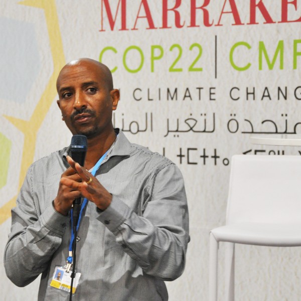 Dawit Solomon gives a presentation