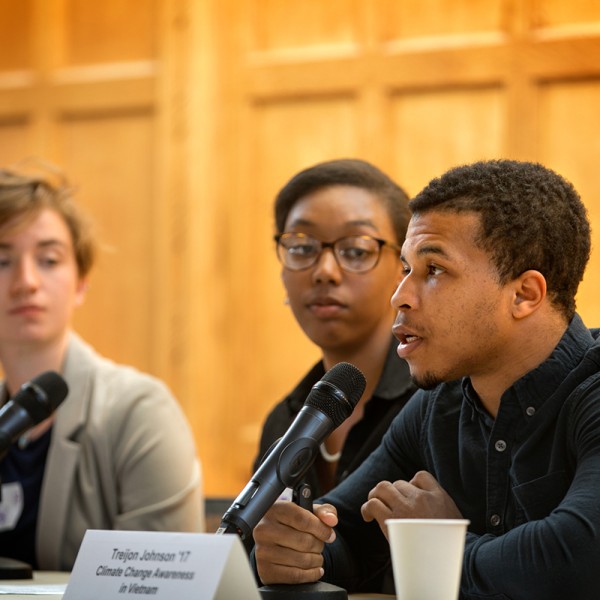 Treijon Johnson speaking during panel discussion
