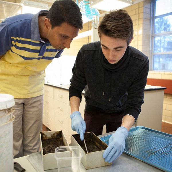 Professor Vimal Selvaraj working with student Josh Goddard