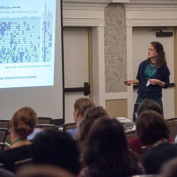 Presenter leading a discussion
