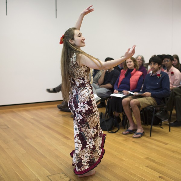 Sofia Lokelani Boucher performing a traditional Hawaiian dance