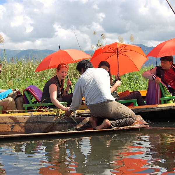 a farmer explaining hydroponic tomato to students