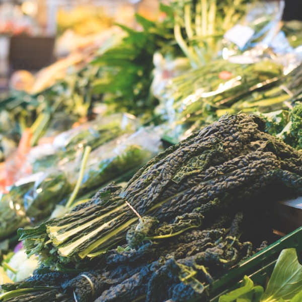 Vegetables on display in a grocery store