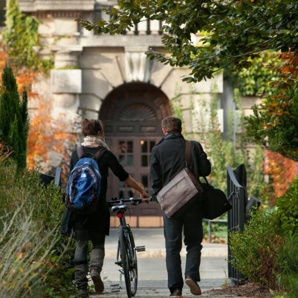 Students walk to class