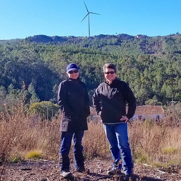 Rebecca Barthelmie and Sara Pryor at the orange grove site in Perdigão, Portugal