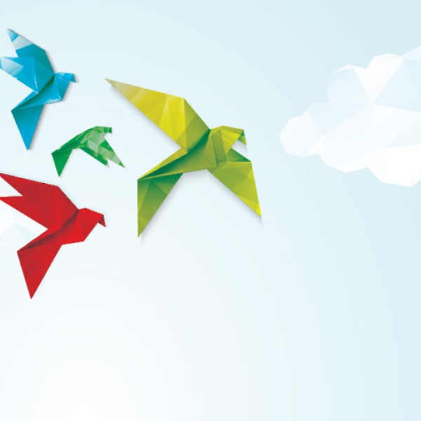 colorful origami birds