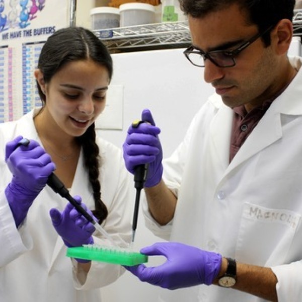 Two men work in the laboratory