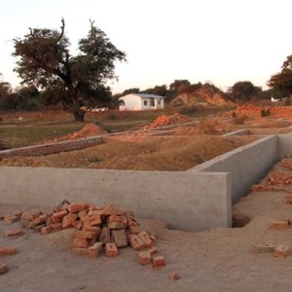 Building site for a new classroom building in Masopo, Zambia