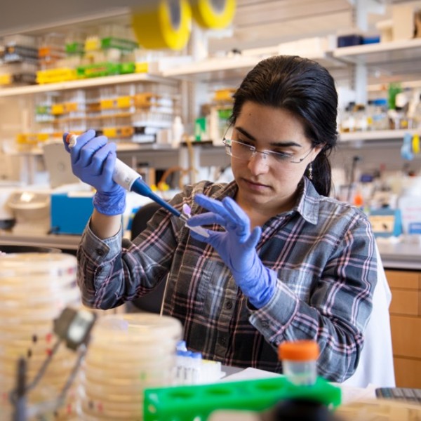 A woman doing research in a lab