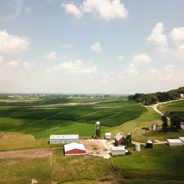 aerial view of a farm