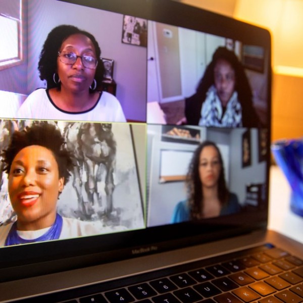 Four women on a conference call