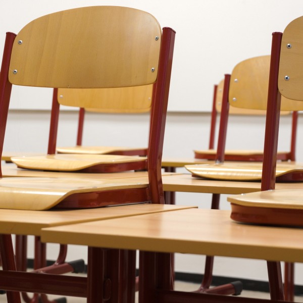 Empty chairs in a classroom