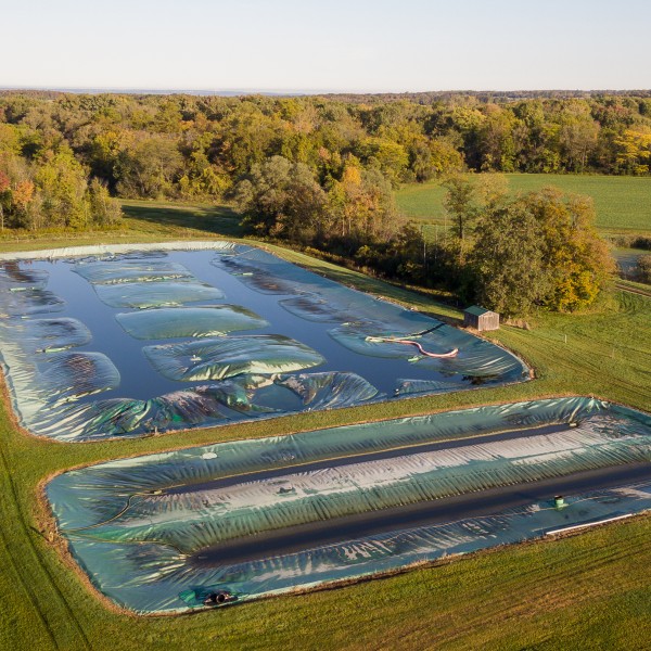 areal shot of manure pit cover