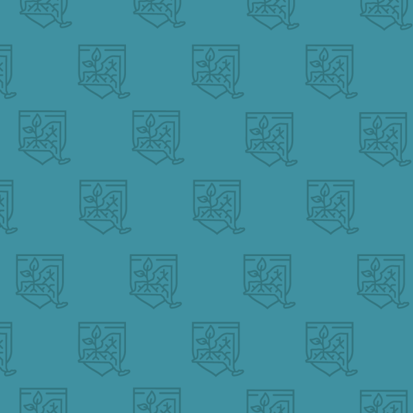 A drawing of an outline of New York state with a plant and shield on a blue background