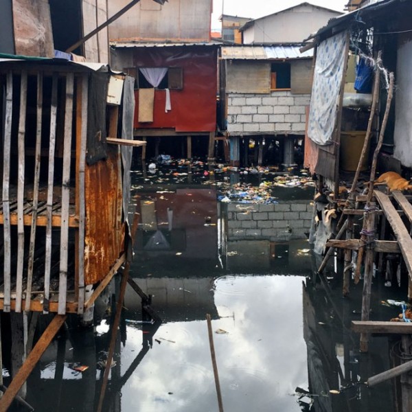Flooding around homes in the Philippines
