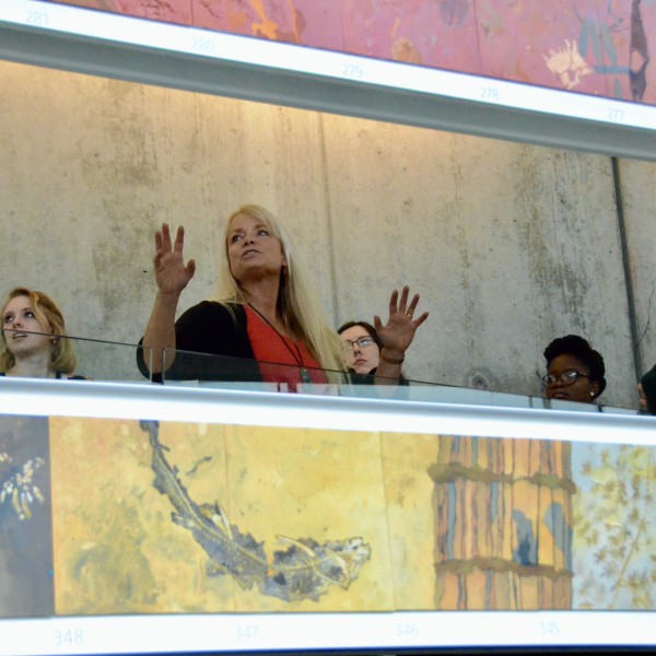 Buckler leading tour at Museum of the Earth