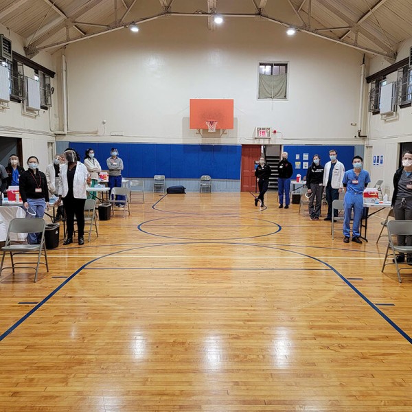 Gymnasium set up as vaccine site
