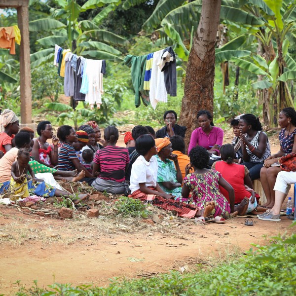 A group meeting outside