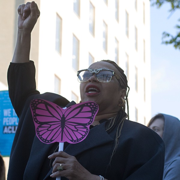 Phoebe Brown participates in a protest
