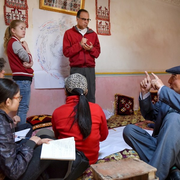 A group of people having a discussion.