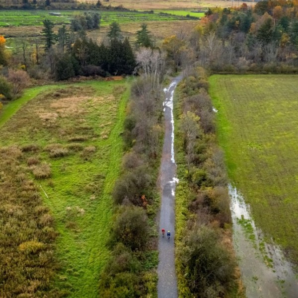 Aerial view of the Dryden Rail Trail