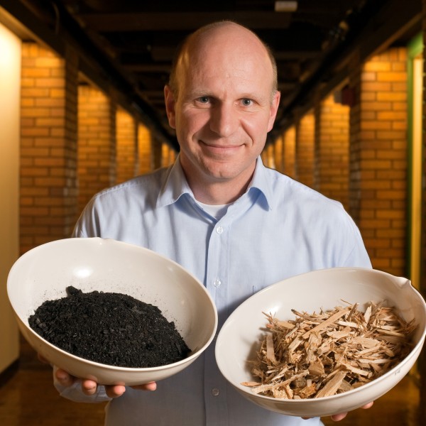 Johannes Lehmann with biochar