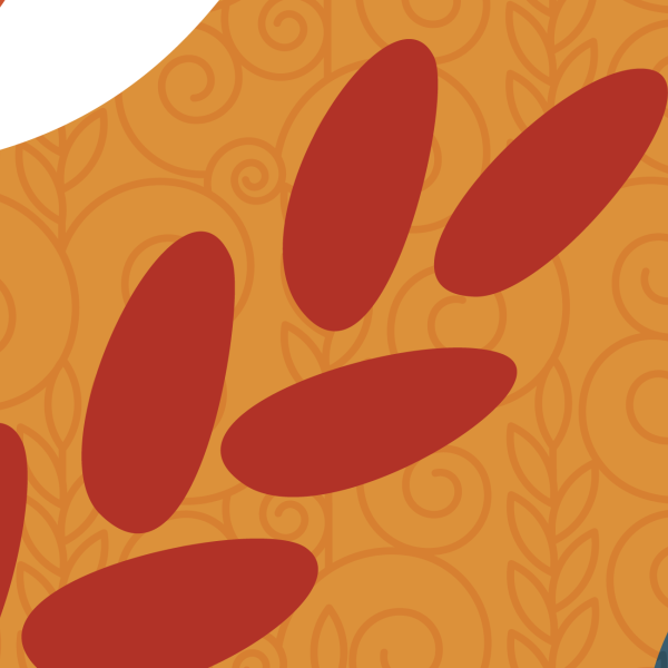 Wheat design with colorful shapes