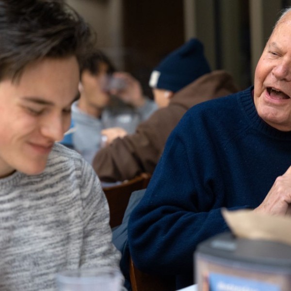 In his retirement, Charles Walcott, professor emeritus of neurobiology and behavior in the College of Agriculture and Life Sciences, attends weekly dinners at Carl Becker House to interact with students.
