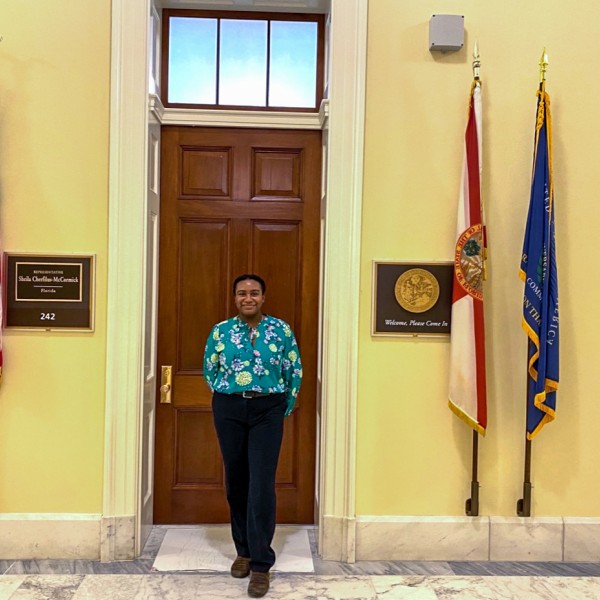 Brianna Green stands outside a representative’s office