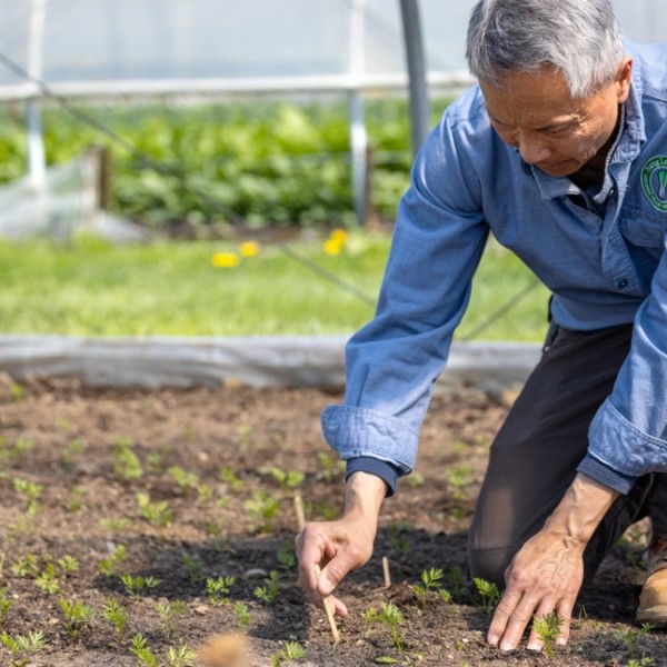 Fred Lee working on his farm