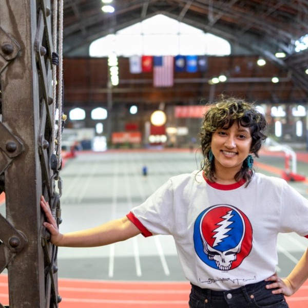 Rohini Gupta, doctoral student in civil and environmental engineering and Grateful Dead fan, stands in Barton Hall.