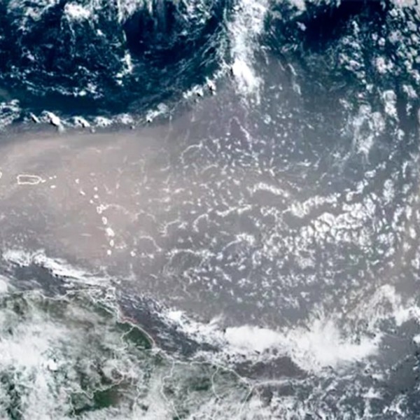 A storm cloud seen on earth from space.