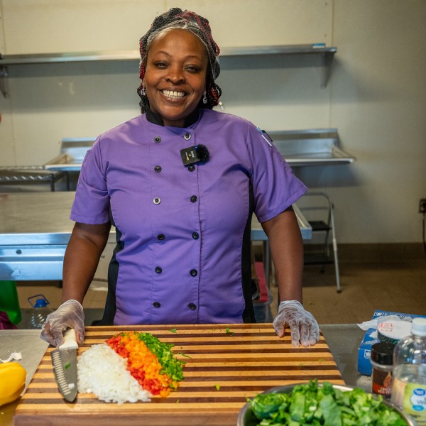 Chef Chantay Skrine in the Broome CCE commercial kitchen