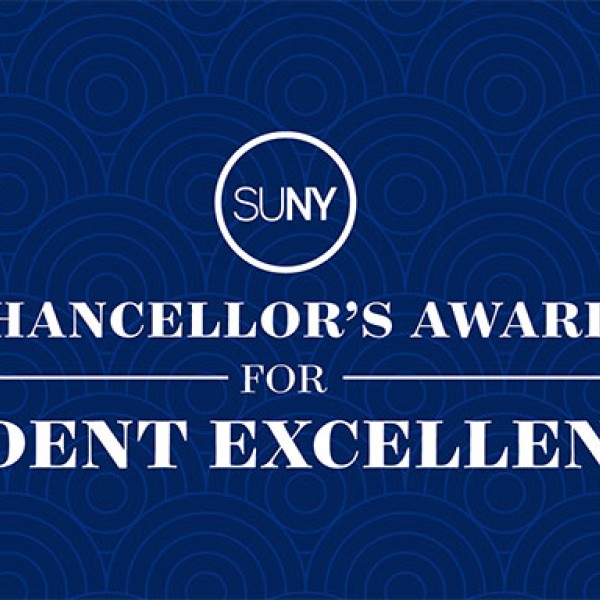 White text on a blue background that reads "SUNY Chancellor's Award for Student Excellence."