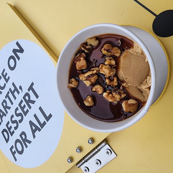 A cup of Vêsucré's frozen vegan dessert. 