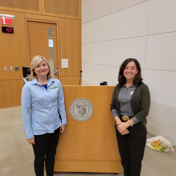 NY FarmNet Family Consultants Elaine Eaton and Audrey McDougal after presenting TSL for the Cornell Vet School in September of 2023. 