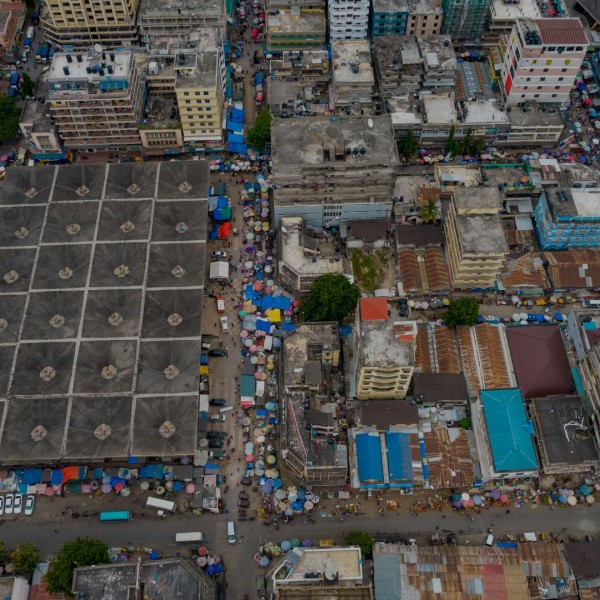 overhead image of a city in Tanzania