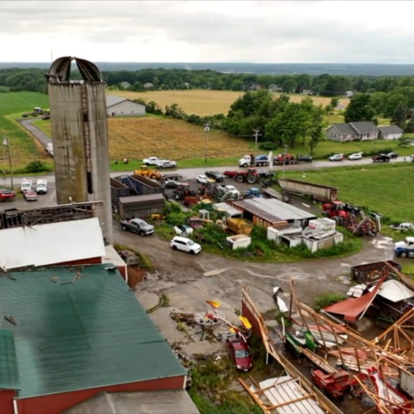 New York farm damaged by a tornado 