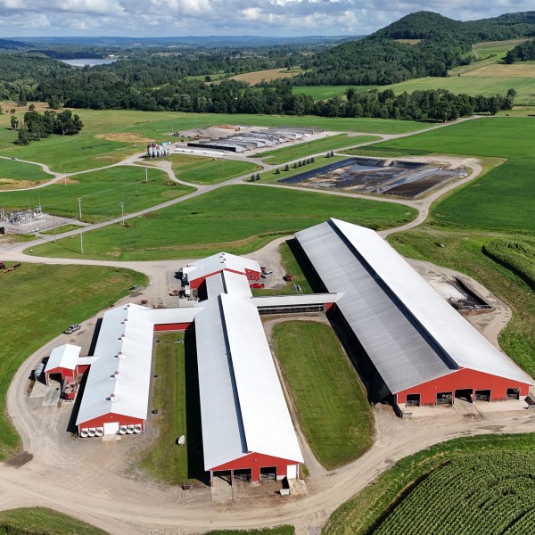 drone footage of Cornell's farm