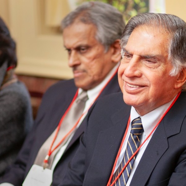 Ratan N. Tata ’59, B. Arch. ’62, one of India’s most influential and respected business leaders and philanthropists and Cornell’s largest international donor, at the Tata Scholars Reception in 2012.
